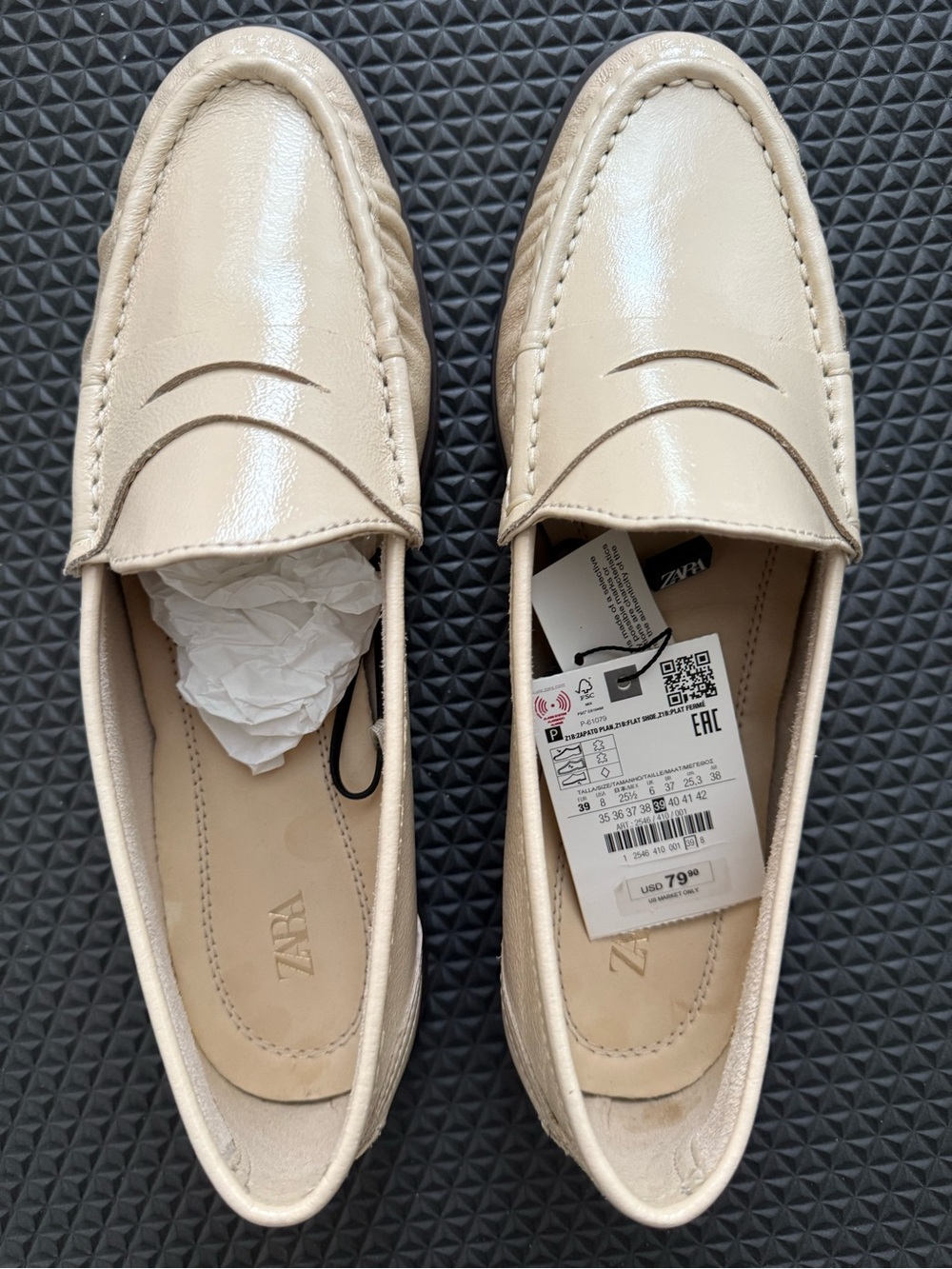 ZARA Patent Cream Penny Loafers